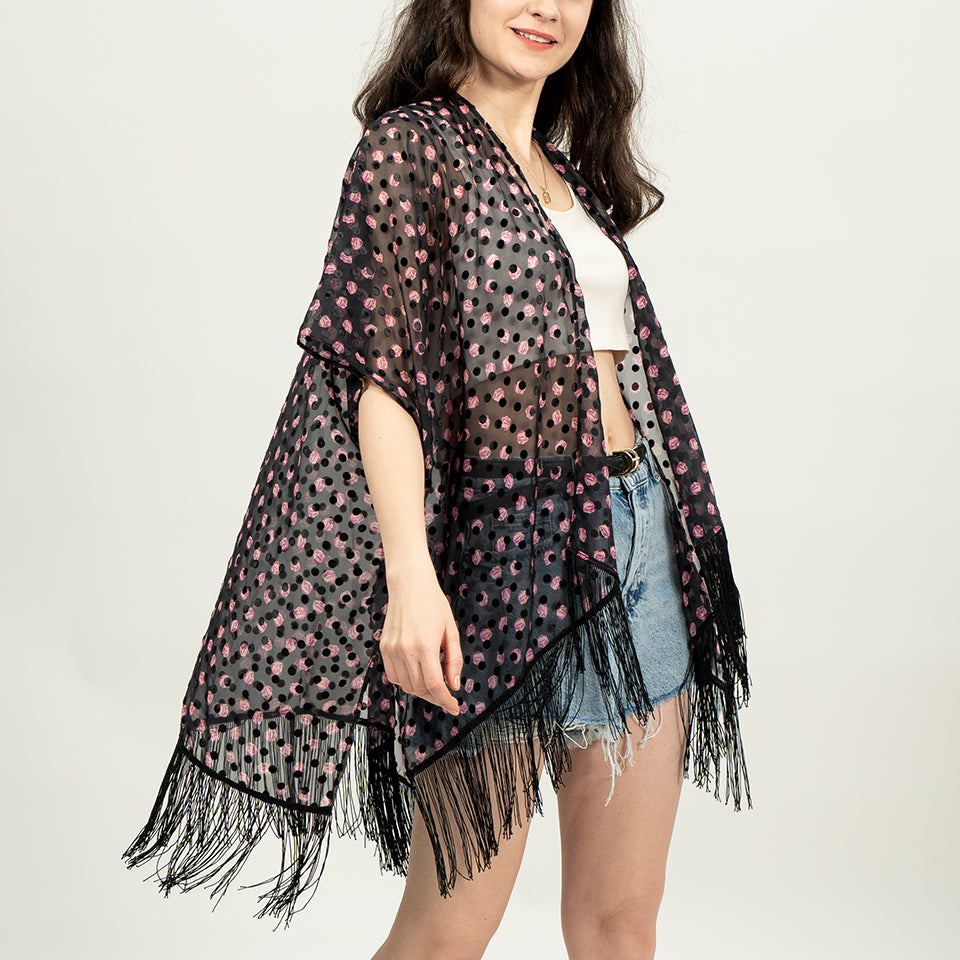 USHOWHEY cardigans beach kimono tassel swimsuit cover up