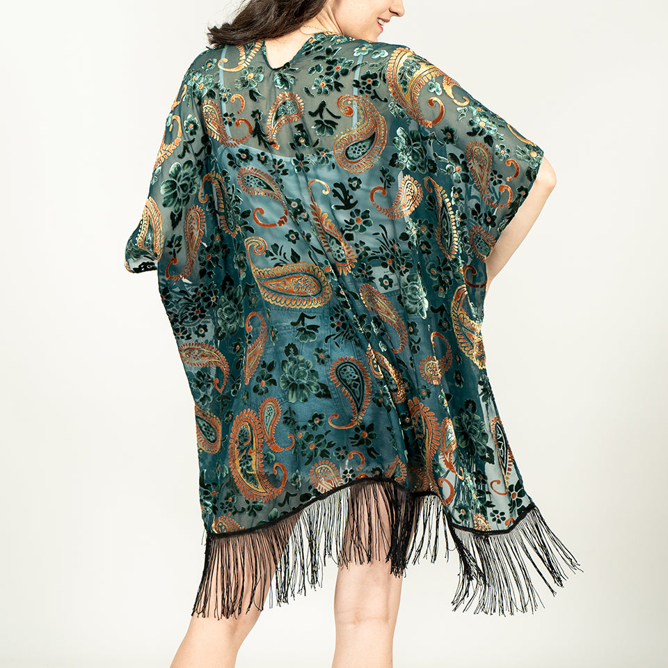 USHOWHEY velvet kimono cardigan shawl wrap bathing suit cover ups