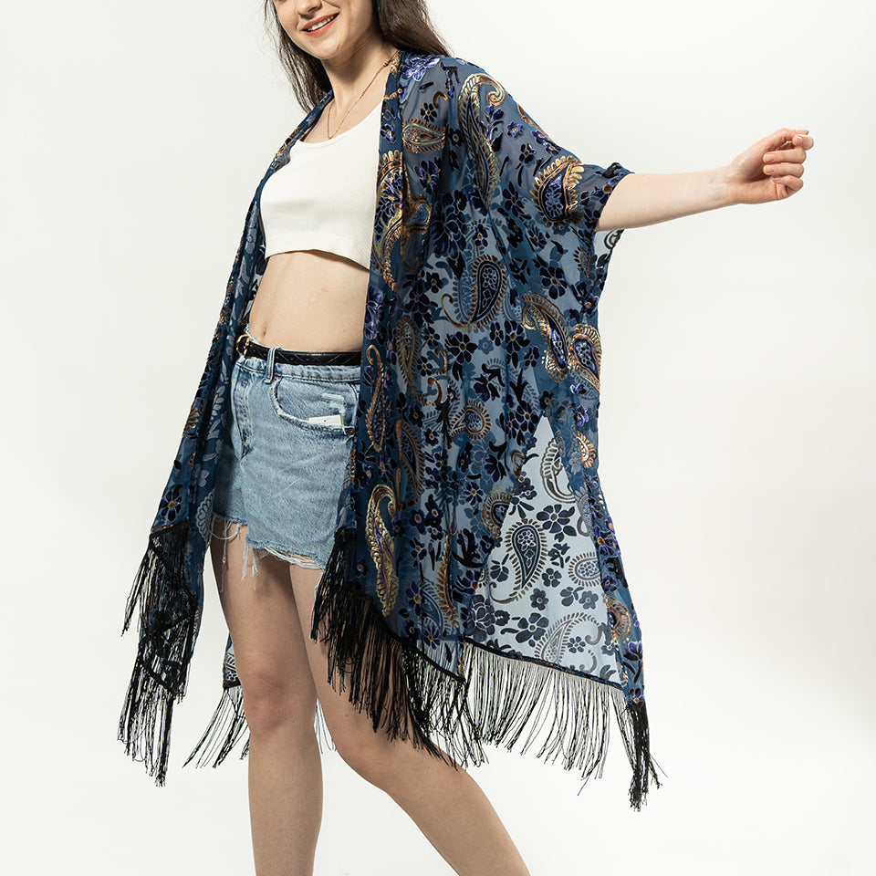 USHOWHEY kimono oversized cardigans boho dresses swimsuit cover up