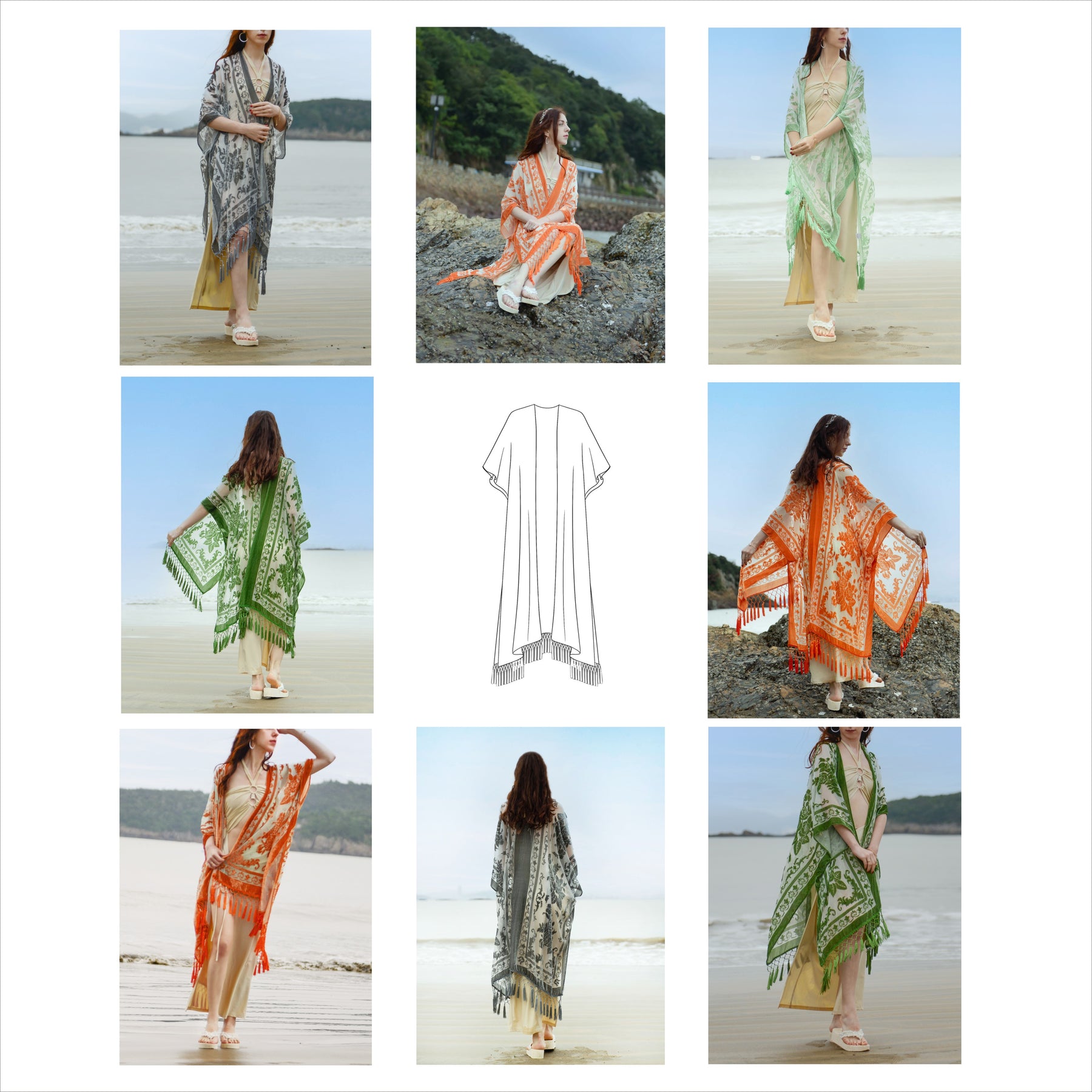 USHOWHEY long cardigan velvet floral kimono sexy bathing suit cover ups Locate flower band drill